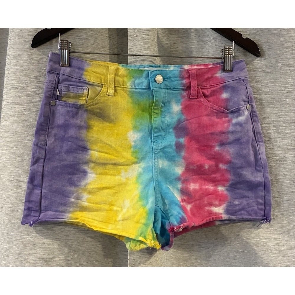 Judy Blue Denim Jean Shorts Women's Size XL Snow Cone Tie Dye High Waist Cut Off
